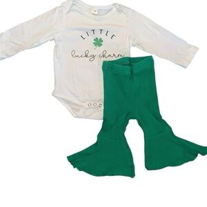 Little Lucky Charm Outfit with Green Pants